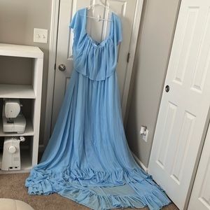 Baby Blue Dress With Train